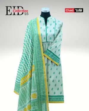 Festive Summer Exclusive Green Loom Cotton Three Piece